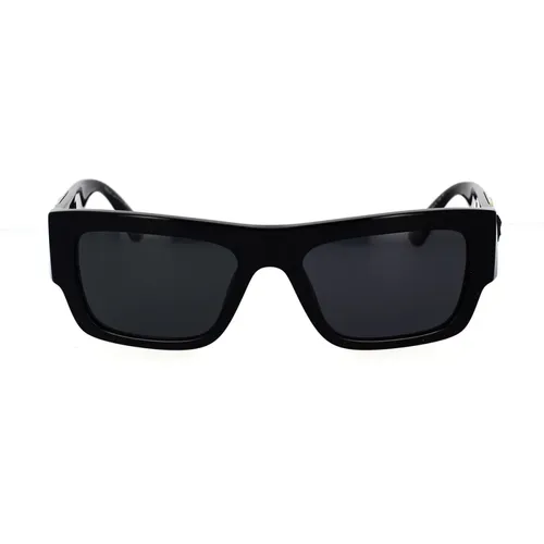 Rechteckige Sonnenbrille mit detailreichem Design - Versace - Modalova