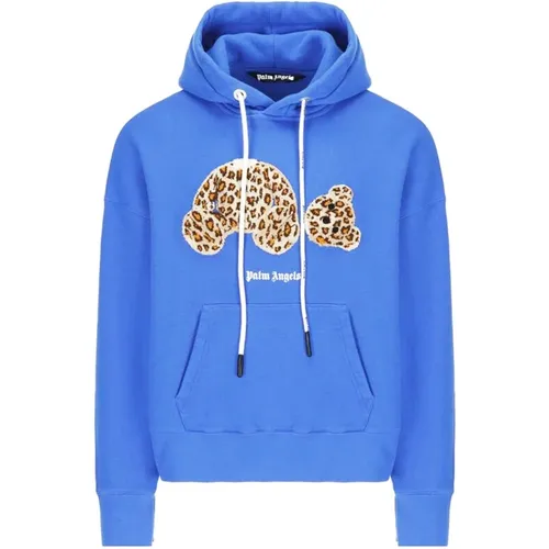 Leopard Print Hooded Sweatshirt , male, Sizes: XL - Palm Angels - Modalova