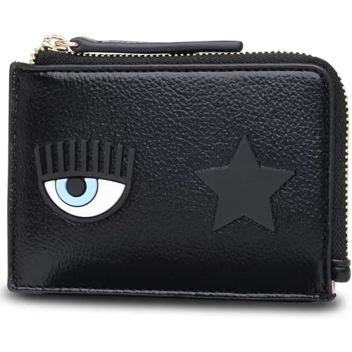 Porta Carte Eye Star in poliuretanica nero , female, Sizes: ONE SIZE - Chiara Ferragni Collection - Modalova