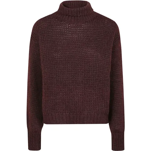 Turtlenecks, female, , Size: L Bordeaux Alpaca Sweater Dolcevita Style - Roberto Collina - Modalova