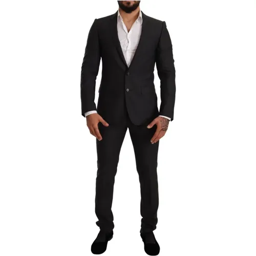 Single Breasted Suits, male, , Size: XS Wool Martini Slim Fit Suit - Dolce & Gabbana - Modalova