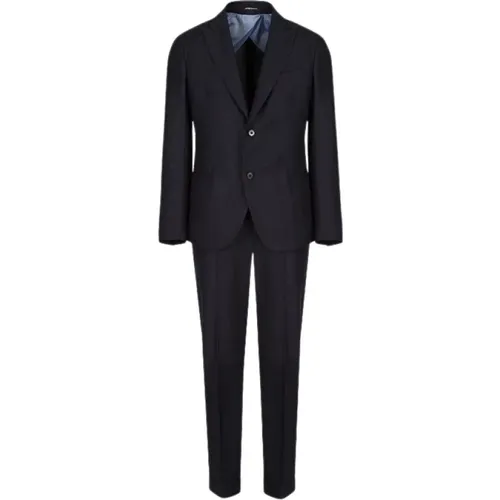 Single Breasted Suits, male, , Size: S Slim Fit Single Breasted Wool Suit - Emporio Armani - Modalova