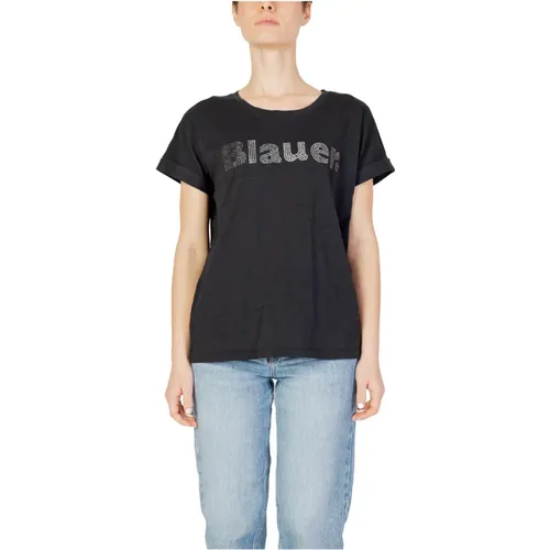 Damen T-Shirt Frühling/Sommer Kollektion , Damen, Größe: XS - Blauer - Modalova