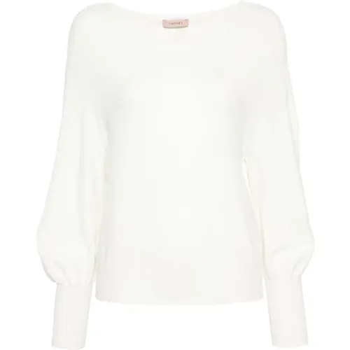 Weiße Boat Neck Pullover , Damen, Größe: M - Twinset - Modalova