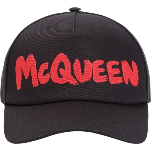 Caps, male, , Size: L Cotton Hat with Red Logo - alexander mcqueen - Modalova