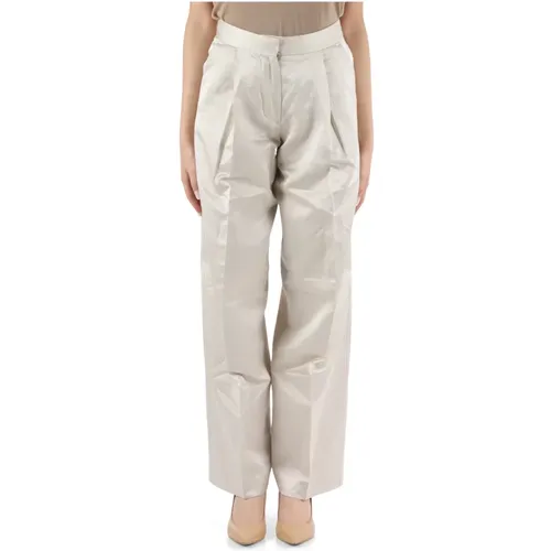 Viscose and cotton trousers with button and zip closure , female, Sizes: S, 2XS, M, XS - Calvin Klein - Modalova