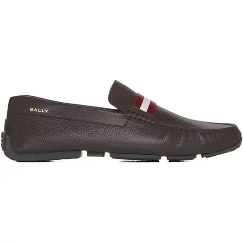 Loafers, male, , Size: 8 US Grained Leather Slip-On Flat Shoes - Bally - Modalova