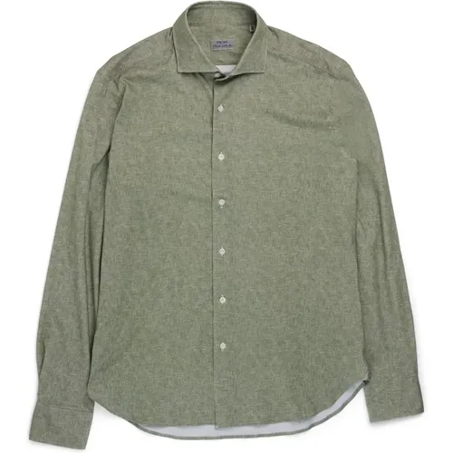 Grünes Baumwoll-Stretch-Casual-Hemd , Herren, Größe: XL - Orian - Modalova