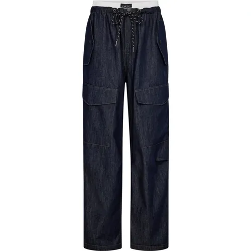 Wide Trousers, female, , Size: XL Cargo Denim Pants Dark Denim - Haute L'Amitié - Modalova