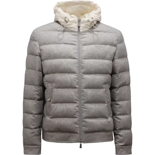 Down Jackets, male, , Size: L Silk/Cashmere Down Jacket, Made in Italy - Eleventy - Modalova