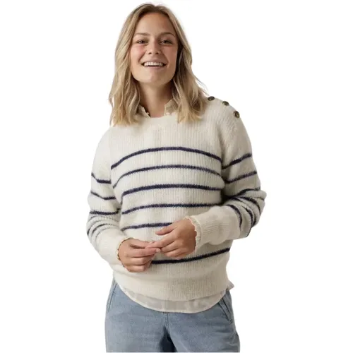 Gestreifter Pullover mit Statement-Knöpfen - Suncoo - Modalova