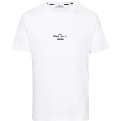 Grafisches Logo T-Shirt Weiß , Herren, Größe: 2XL - Stone Island - Modalova