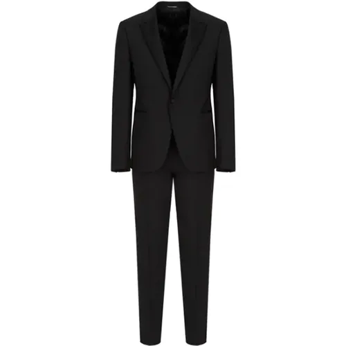 Single Breasted Suits, male, , Size: 3XL Single-Breasted Wool Suit Set - Emporio Armani - Modalova