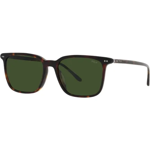 Sunglasses, male, , Size: 56 MM Classic Sunglasses in Dark Havana/Green - Polo Ralph Lauren - Modalova