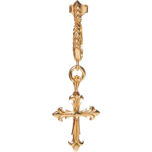 Cross Fleury Single Earring Gold , male, Sizes: ONE SIZE - Emanuele Bicocchi - Modalova