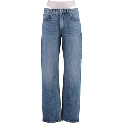 Straight-Leg-Jeans mit Rückenlogo-Label , Damen, Größe: W26 - alexander wang - Modalova