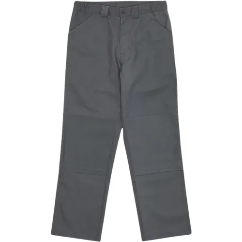 Chinos, male, , Size: L Grey Replicated Cotton Trousers with Waistband - Gr10K - Modalova