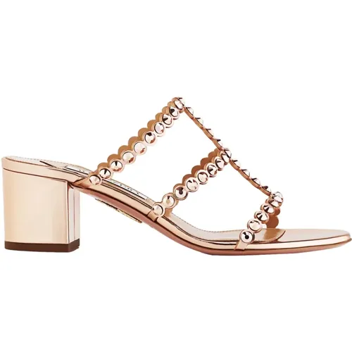 Heeled Mules, female, , Size: 10 US Rose Gold Sandals - Aquazzura - Modalova