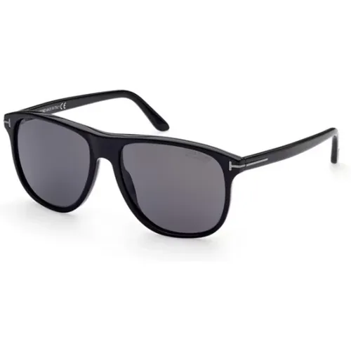 Schwarze Glänzende Sonnenbrille , unisex, Größe: 56 MM - Tom Ford - Modalova