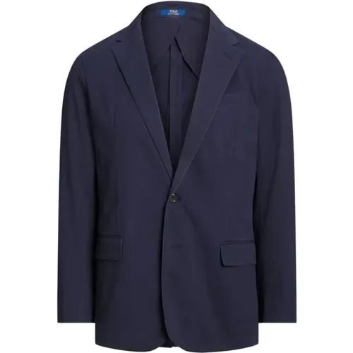 Blazers, male, , Size: 4XS Single-breasted navy blazer - Ralph Lauren - Modalova