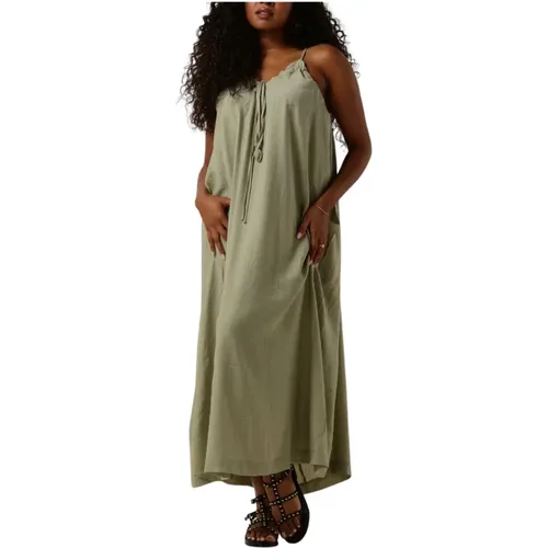 Grünes Midi-Kleid für jeden Anlass , Damen, Größe: M - Object - Modalova