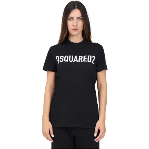 Schwarzes Logo-Print T-Shirt , Damen, Größe: S - Dsquared2 - Modalova