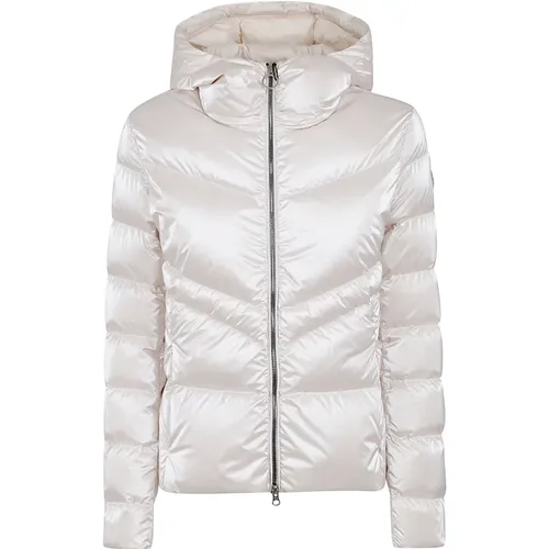 Ivory Puffer Hooded Coat , Damen, Größe: L - Colmar - Modalova