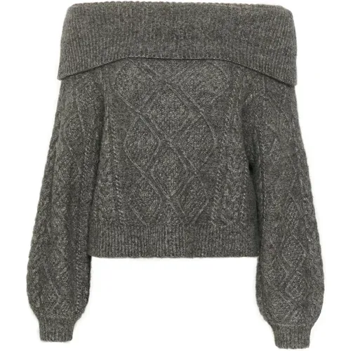 Off-Shoulder-Strickpullover Deep Melange , Damen, Größe: S - Gestuz - Modalova