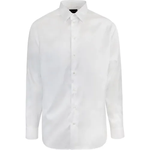 Weißes Stretch-Baumwollhemd , Herren, Größe: M - Emporio Armani - Modalova