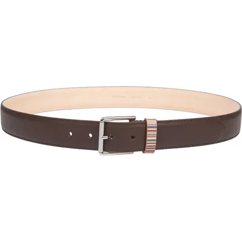 Luxurious Leather Belt with Striped Loop , male, Sizes: S - PS By Paul Smith - Modalova