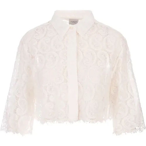 Paisley Macramé Crop Shirt , female, Sizes: XS - Giambattista Valli - Modalova