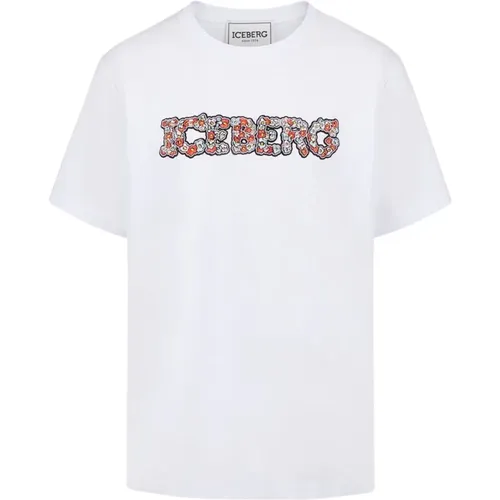 T-Shirt mit floralem Logo , Herren, Größe: 3XL - Iceberg - Modalova