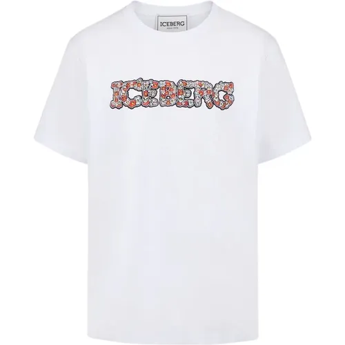 T-Shirt mit floralem Logo , Herren, Größe: 4XL - Iceberg - Modalova
