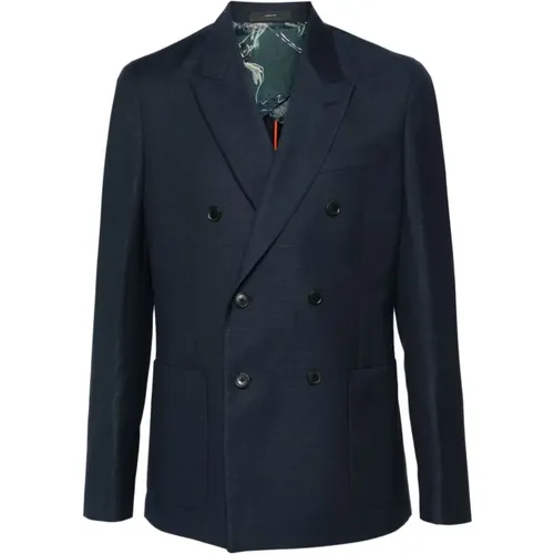 Blazers, male, , Size: 2XL Wool Double-Breasted Jacket - PS By Paul Smith - Modalova