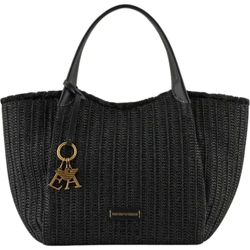 Schwarze Gewebte Shopper-Tasche mit Logo - Emporio Armani - Modalova