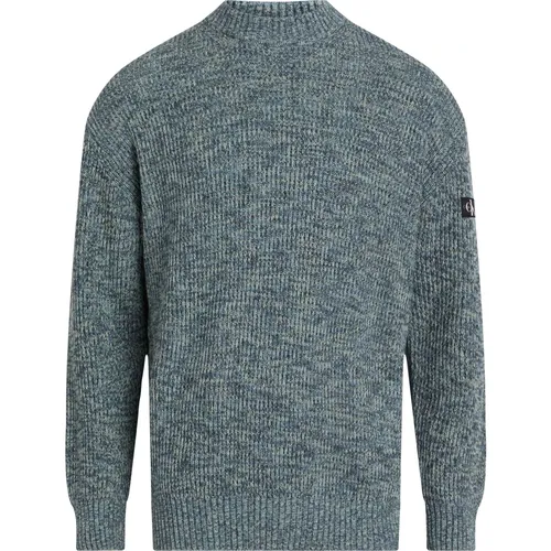 Grüner Pullover Baumwolle Logo Patch , Herren, Größe: XL - Calvin Klein - Modalova