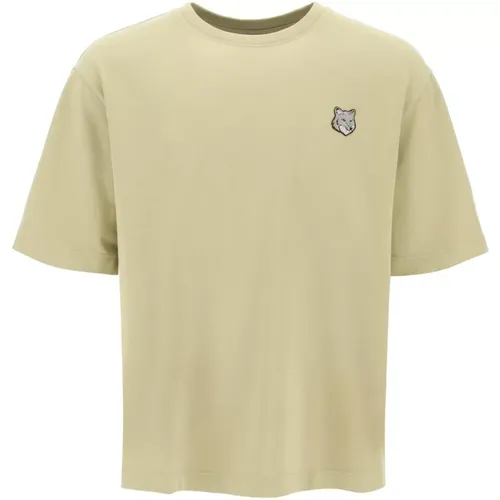Mutiger Fox Head Patch T-Shirt , Herren, Größe: XL - Maison Kitsuné - Modalova