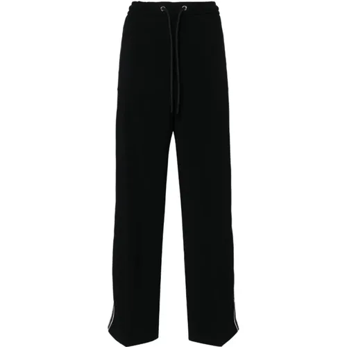 Schwarze/Weiße Crepe Straight-Leg Hose , Damen, Größe: XS - Moncler - Modalova