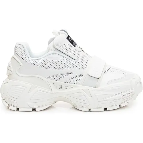 Weiße Leder Slip-On Sneakers,Weiße Leder- und Mesh-Slip-Ons Off - Off White - Modalova