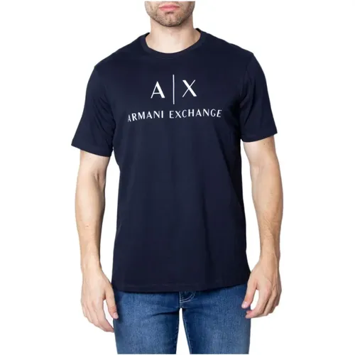 Blau Baumwolle Herren Frühling/Sommer T-Shirt - Armani Exchange - Modalova