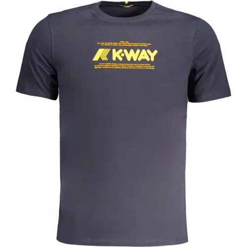 Blau T-Shirt mit kurzen Ärmeln und Logo , Herren, Größe: M - K-way - Modalova