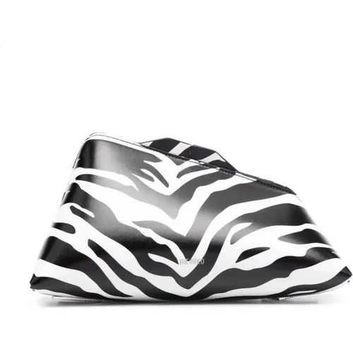 Logo-Print Clutch Bag in /Black Zebra Print , female, Sizes: ONE SIZE - The Attico - Modalova