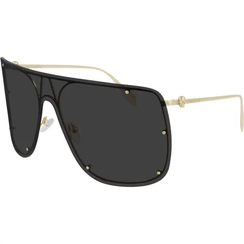 Sunglasses, male, , Size: ONE SIZE Gold/Grey Sunglasses Am0313S - alexander mcqueen - Modalova