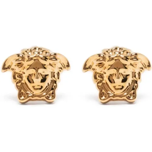 Earrings, female, , Size: ONE SIZE Golden Metal Earrings - Versace - Modalova