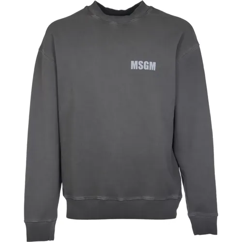 Anthracite Crewneck Sweater , male, Sizes: S - Msgm - Modalova