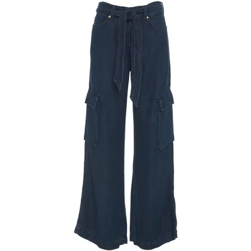 Blaue Wide Leg Jeans Aw24 , Damen, Größe: W26 - 7 For All Mankind - Modalova