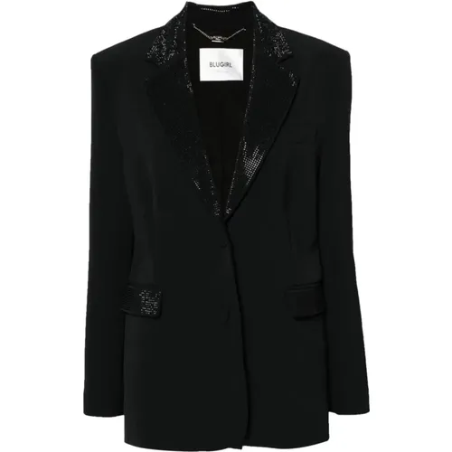 Schwarze Jacke mit Strassverzierung , Damen, Größe: XS - Blugirl - Modalova