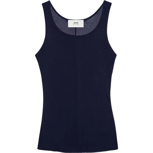 Navy Sleeveless Top , female, Sizes: M, S, XS - Ami Paris - Modalova