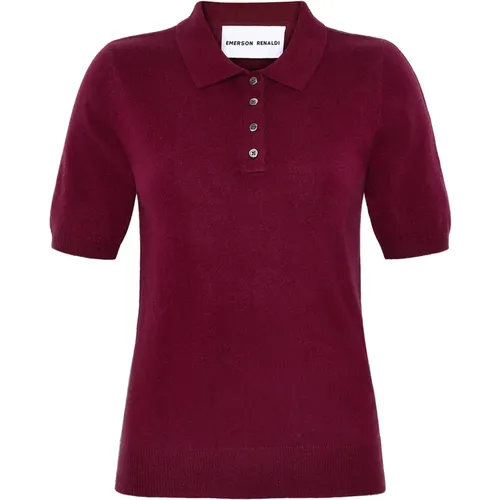 Kaschmir Bordeaux Polo Shirt , Damen, Größe: S - Emerson Renaldi - Modalova