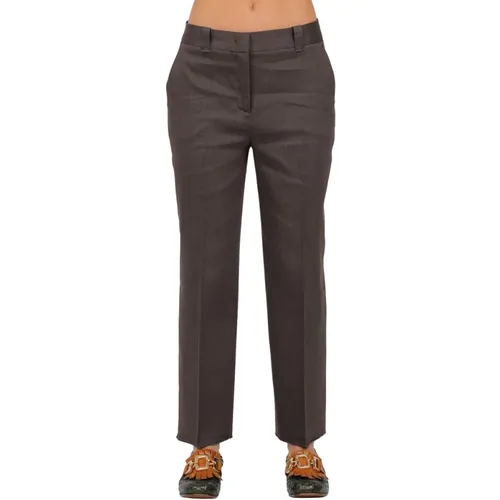 Linen and Viscose Stretch Pants , female, Sizes: S, XL - Via Masini 80 - Modalova
